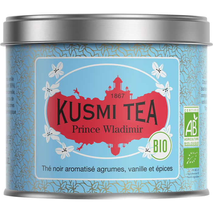 KUSMI TEA Prince Wladimir – Thé noir agrumes, vanille et épices bio (100g)