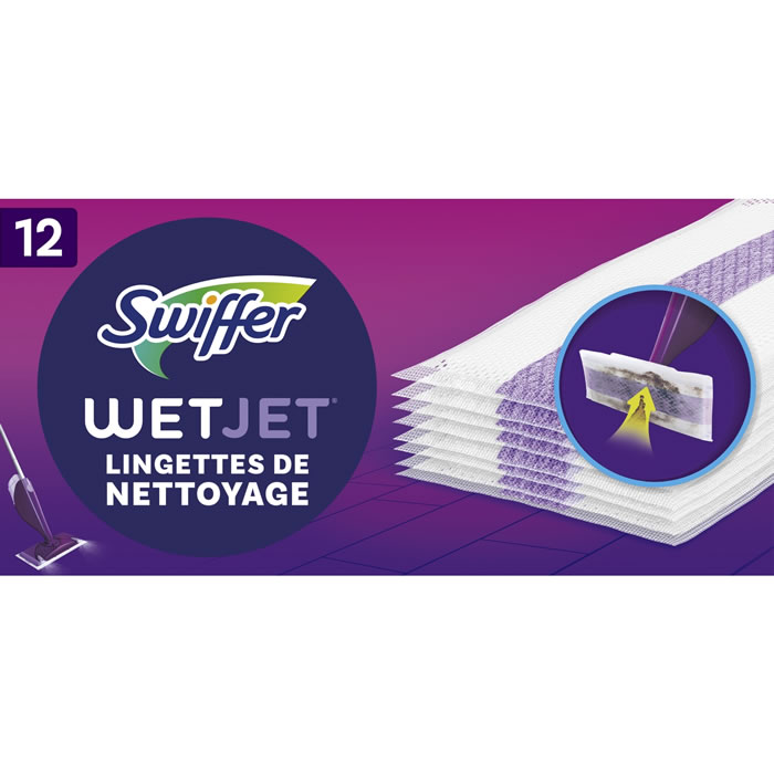 SWIFFER Wet Jet Lingettes dépoussiérantes multi-surfaces pour balais 12 lingettes