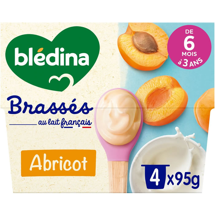 BLEDINA Les Brassés – Dessert à l’abricot 4 x 95 g