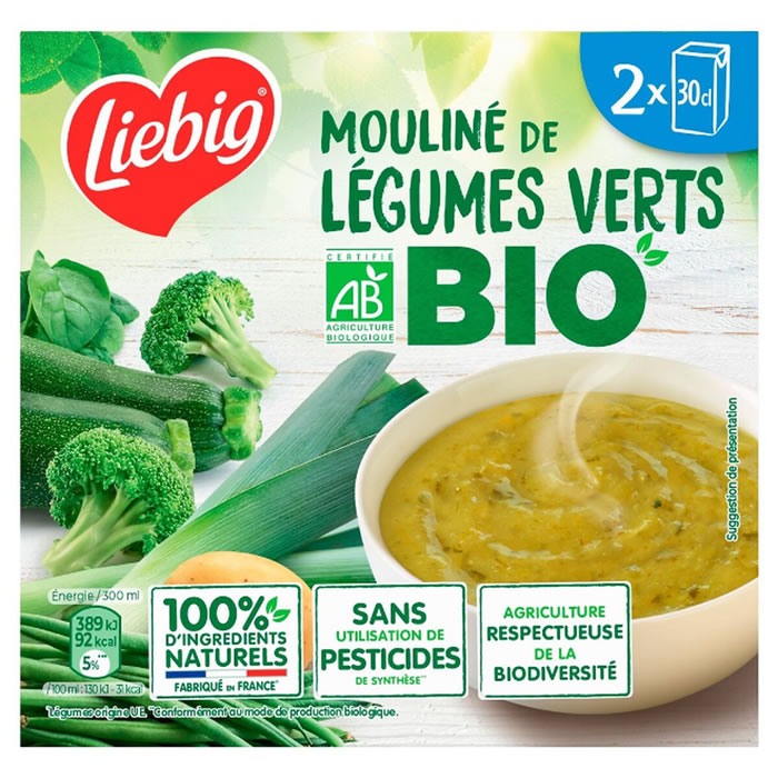 LIEBIG – Soupe mouliné de légumes verts bio 2x30cl