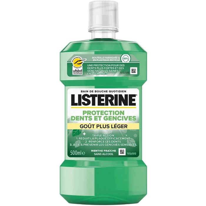 LISTERINE Protection Dents & Gencives – Bain de bouche menthe 500 ml