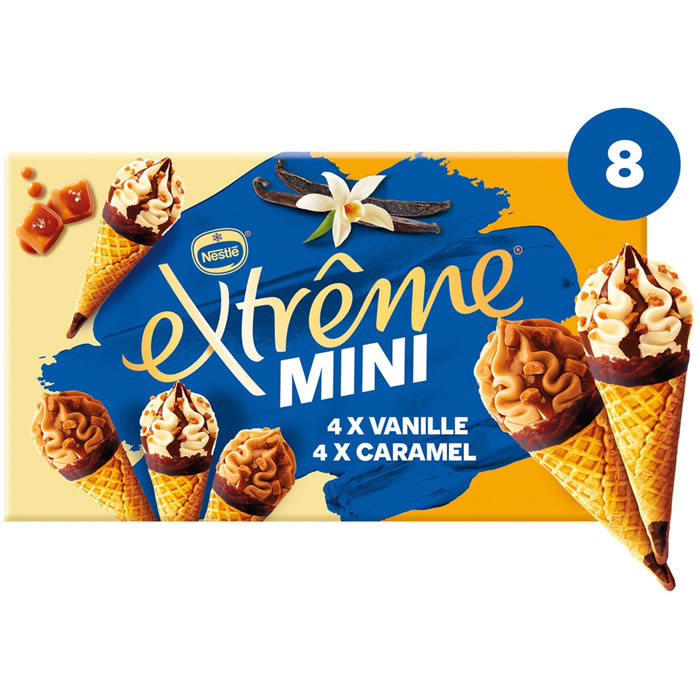 EXTRÊME – Panachés de mini cônes glacés à la vanille et caramel 8x39g