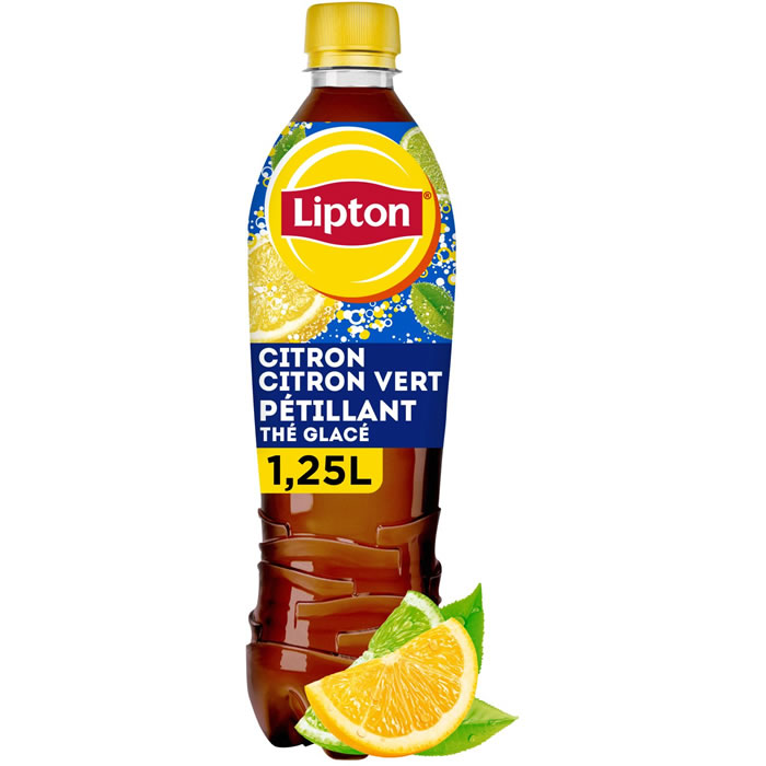 LIPTON Ice Tea – Thé glacé gazeux aromatisé au citron et citron vert 1,25 L