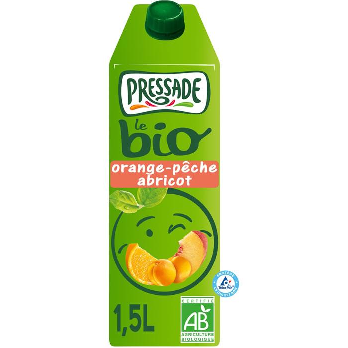 PRESSADE – Nectar d’orange, pêche et abricot bio 1,5 L