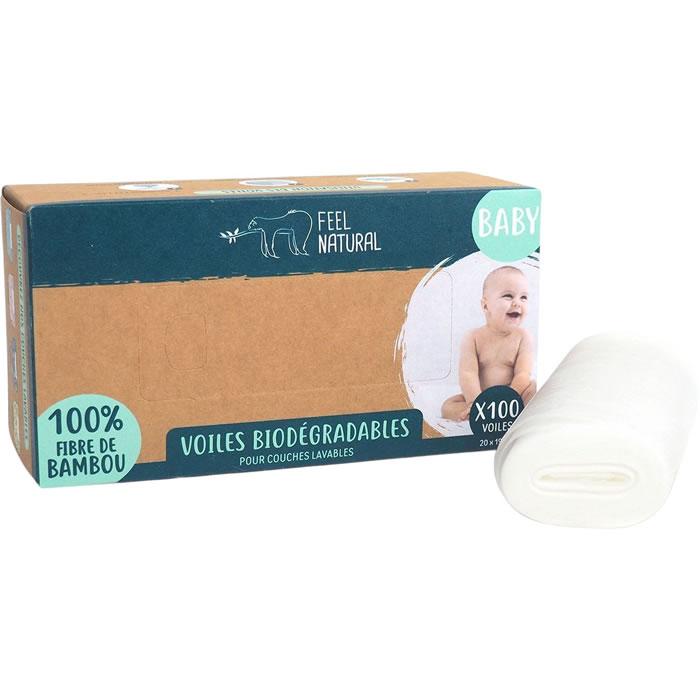FEEL NATURAL Baby – Recharges voiles dégradables pour couche bio 100 pièces