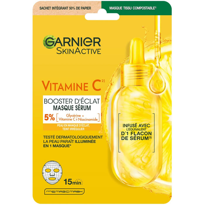 GARNIER Skin Active – Masque tissu super hydratant vitamine C 1 masque