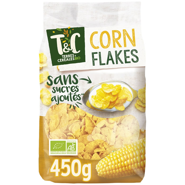 TERRES ET CEREALES – Céréales corn flakes sans sucres ajoutés bio 450 g