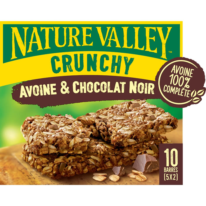 NATURE VALLEY Crunchy – Barres céréalières à l’avoine et chocolat noir 10x21g
