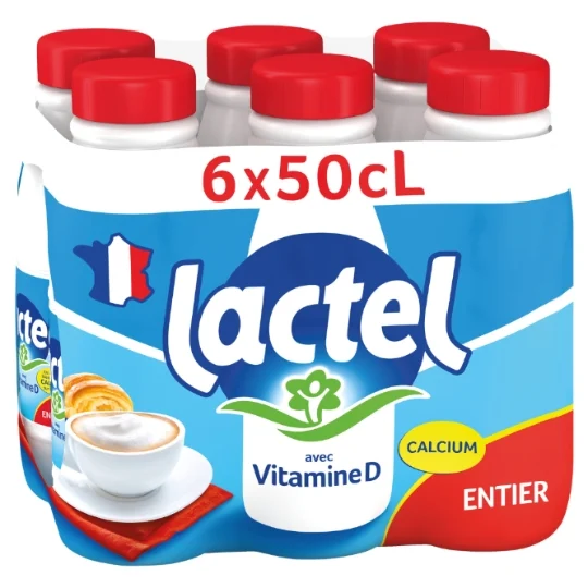 LACTEL Lait entier Vitamine D – 6x50cl