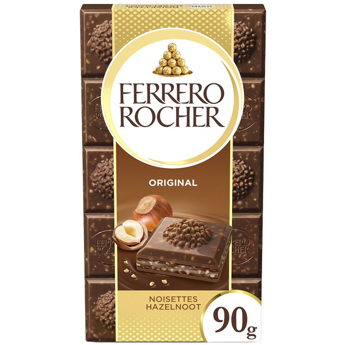FERRERO ROCHER – Tablette de chocolat au lait aux noisettes entières 90g