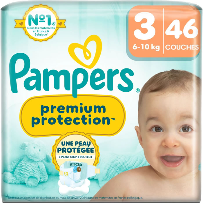 PAMPERS Premium Protection – Couches taille 3 (6-10 kg) 46 couches