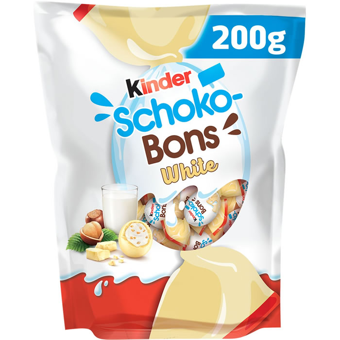 KINDER Schokobons White – Bonbons chocolat blanc & noisettes 200g