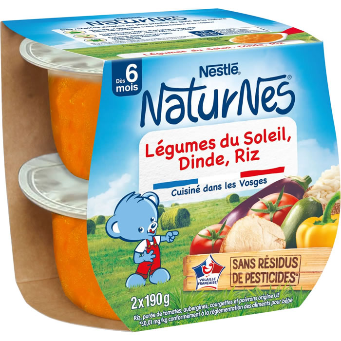 NESTLE Naturnes – Légumes du soleil, dinde et riz dès 6 mois 2 x 190 g