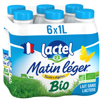 LACTEL UHT Lait sans lactose 1,2% mg MATIN LEGER – 6x1L