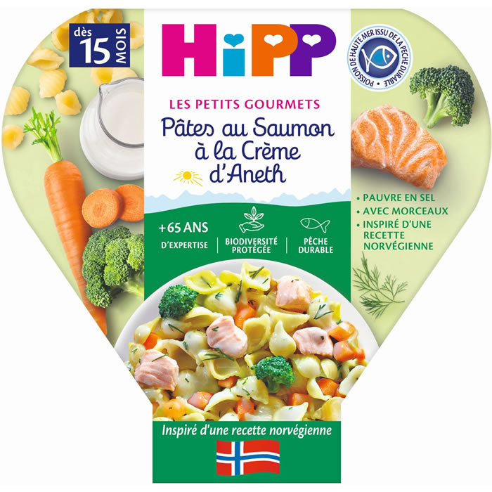 HIPP – Pâtes au saumon à la crème d’aneth 250 g