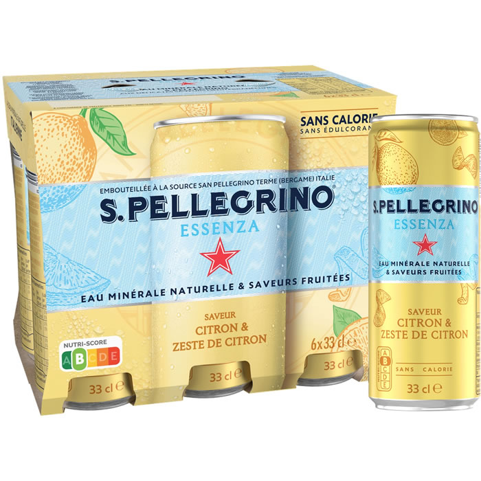 SAN PELLEGRINO Essenza – Eau minérale naturelle gazeuse citron 6 x 33 cl