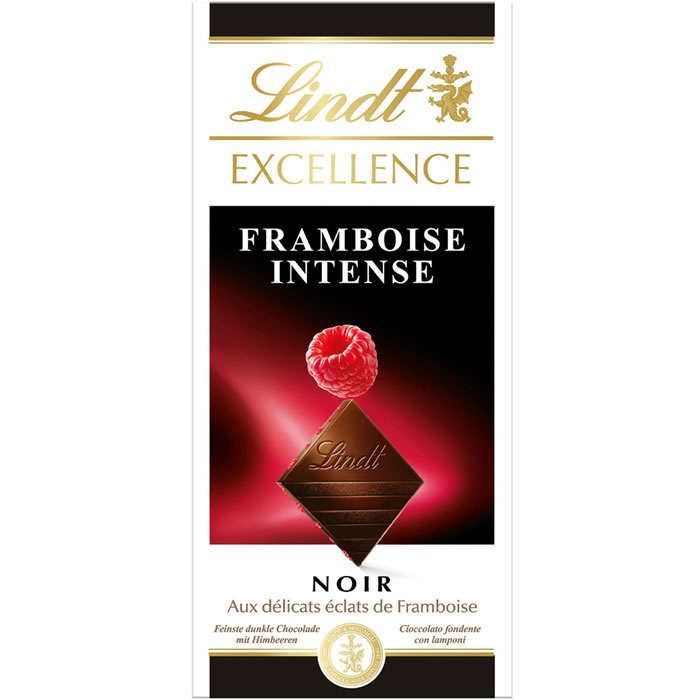 LINDT Excellence – Chocolat noir, extra fin traditionnel, à la framboise, aromatisé 100 g