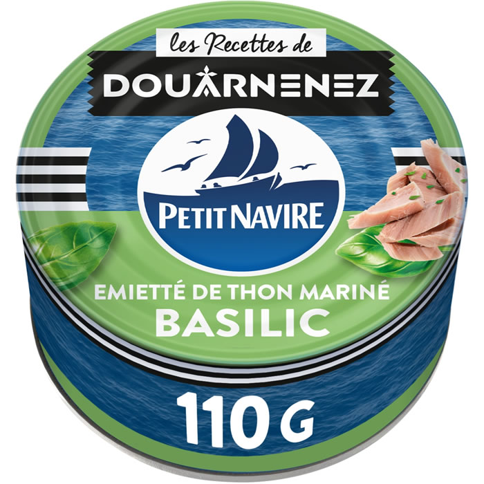 PETIT NAVIRE – Émietté de thon mariné au basilic 110g