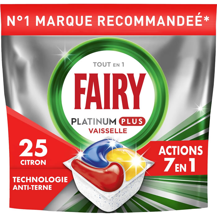 FAIRY Platinum Plus Tablettes lave-vaisselle tout en 1 25 tablettes