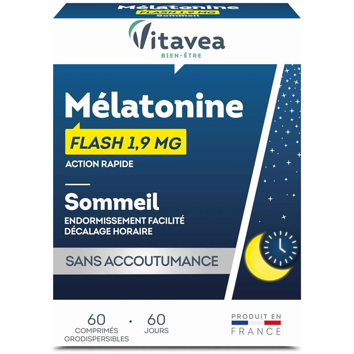 VITAVEA – Complément alimentaire mélatonine pour le sommeil 60 comprimés