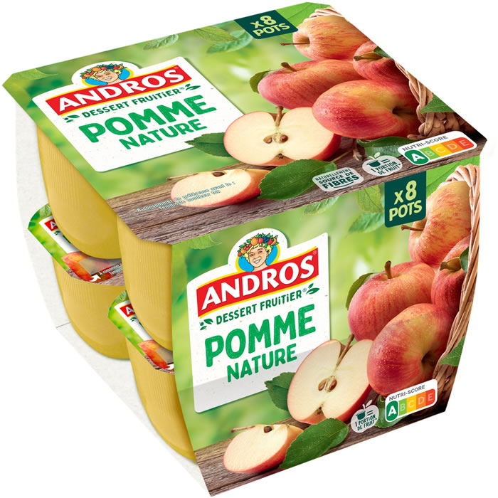 ANDROS – Dessert pomme nature 8 x 100g