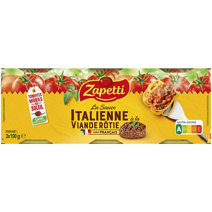 ZAPETTI – Sauce italienne à la viande rôtie – 3 x 190g