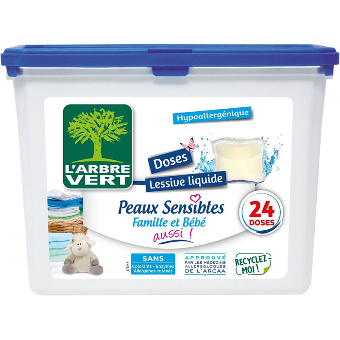 L’ARBRE VERT – Lessive capsules pour peaux sensibles 24 capsules