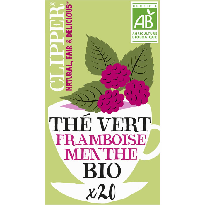 CLIPPER Thé vert à la framboise et menthe bio (20 sachets, 35g)