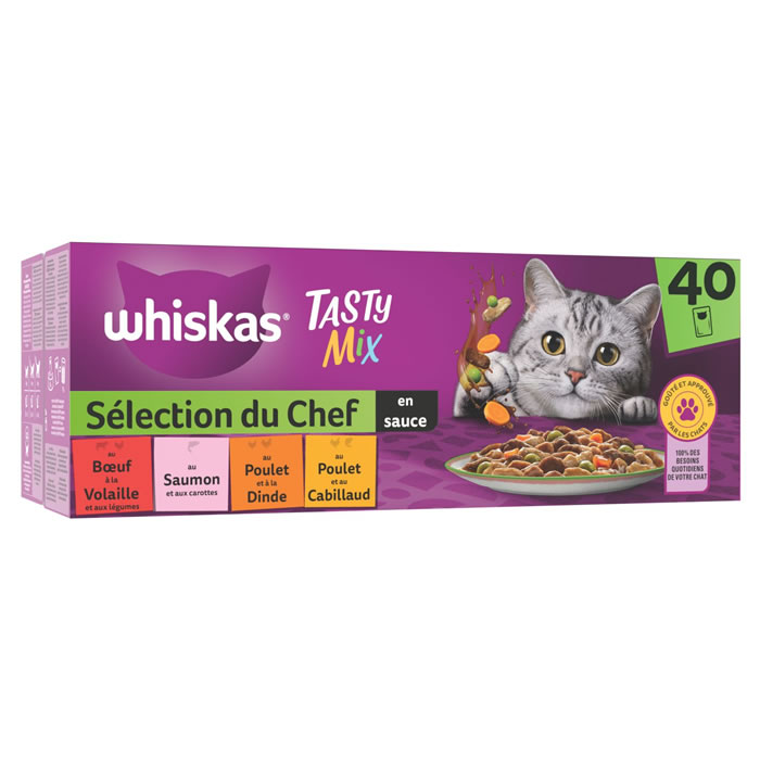 WHISKAS – Tasty Mix Sélection du Chef en sauce (40 x 85 g)
