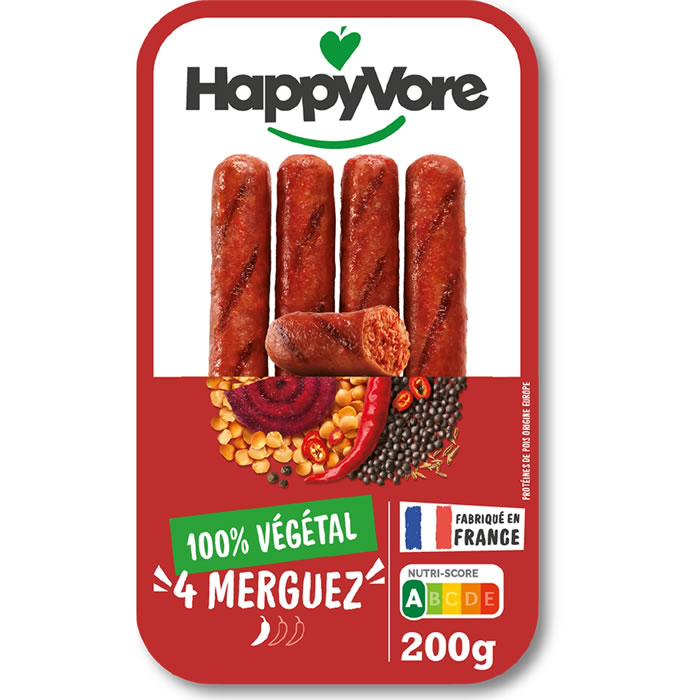 HAPPYVORE – Merguez végétales piquantes 4 x 50 g