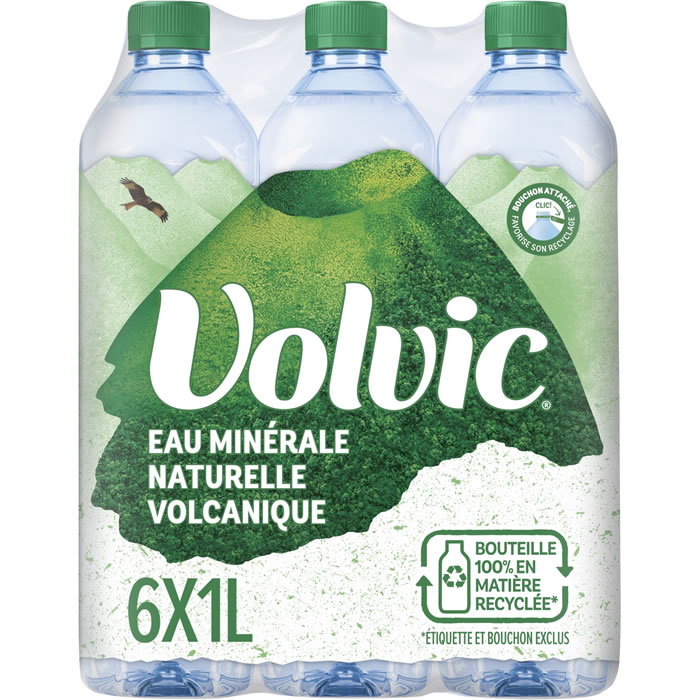 VOLVIC – Eau minérale naturelle 6 x 1 L