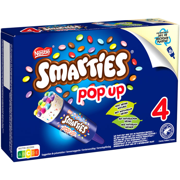 SMARTIES Pop Up – Bâtonnets glacés à la vanille et bonbons au chocolat 4x125g