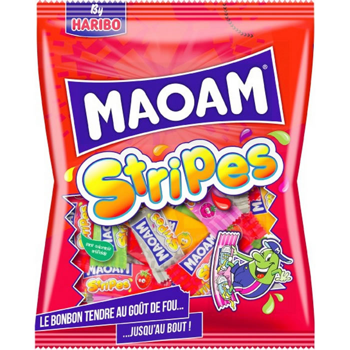 HARIBO Maoam Stripes Assortiment de bonbons tendres aromatisés aux fruits 250g