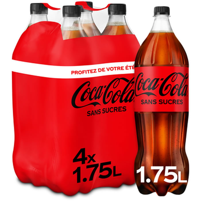COCA-COLA – Boisson gazeuse aux extraits végétaux sans sucres 4 x 1,75 L