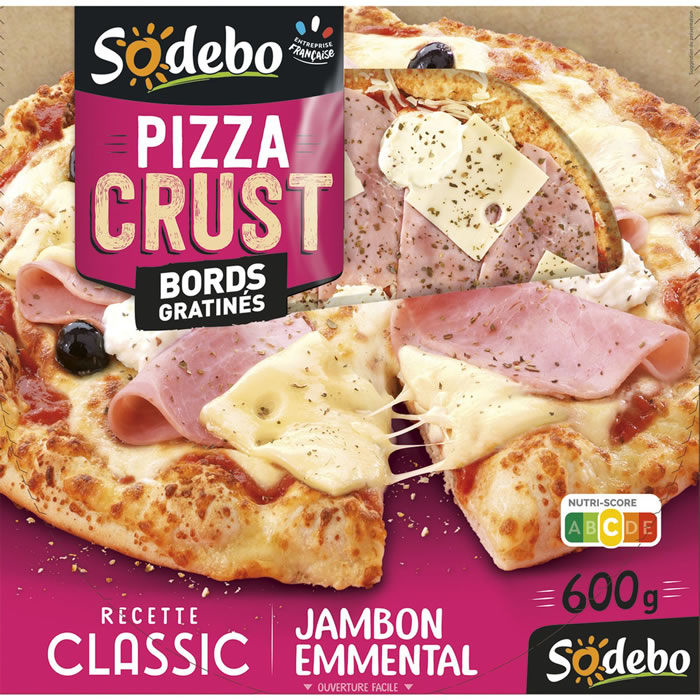 SODEBO Crust – Pizza jambon, fromages et olives 600g