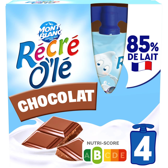 MONT BLANC Récré O’lé – Goûters laitiers au chocolat 4 x 85 g