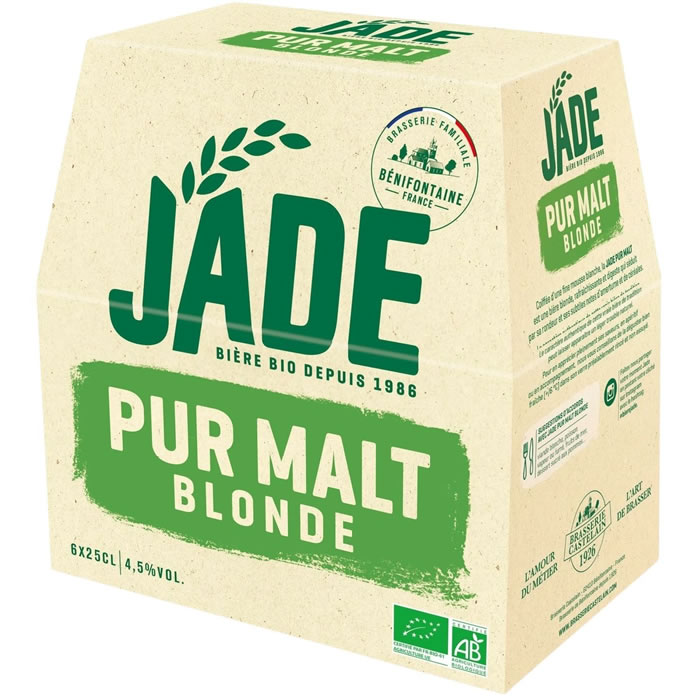 JADE – Bière blonde bio Pur Malt 6 x 25 cl
