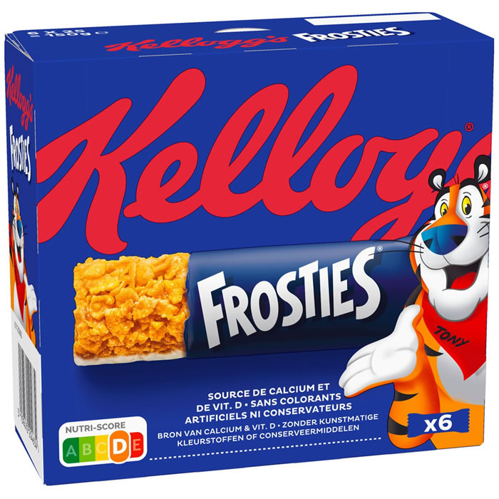 KELLOGG’S Frosties – Barres céréalières au corn flakes sucrées et lait 6x25g