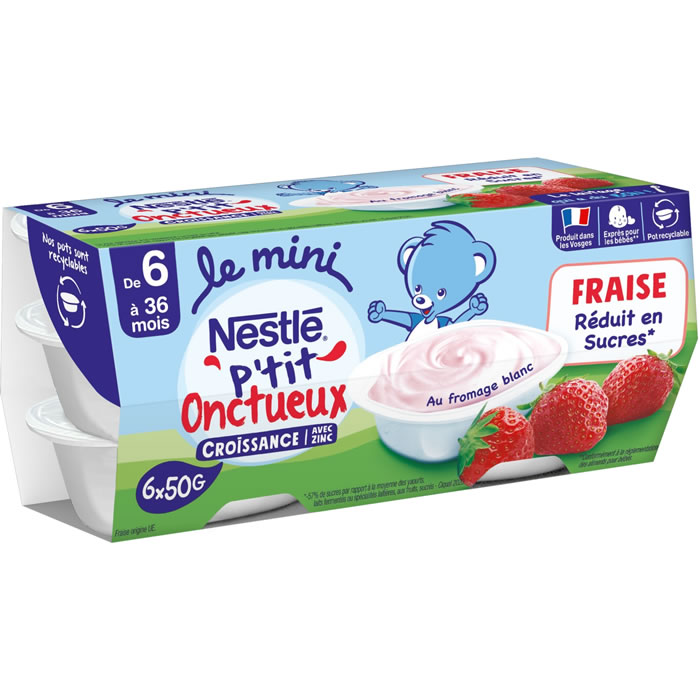 NESTLE P’tit Onctueux Mini – Fromage blanc à la fraise 6 x 50 g