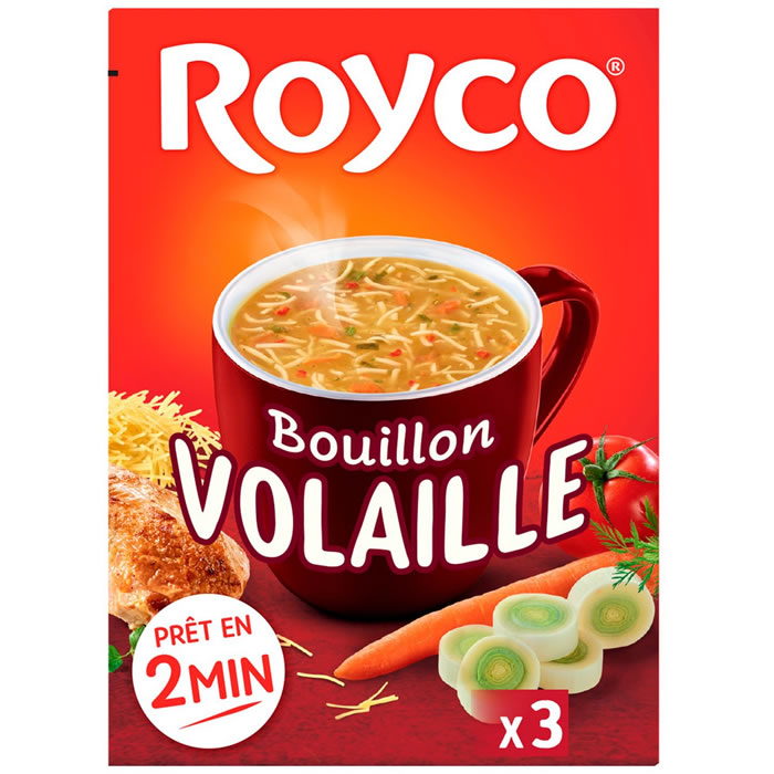 Royco – Soupe bouillon instantanée à la volaille et vermicelles 3×10,6g