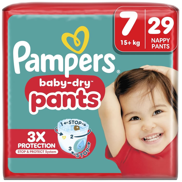 PAMPERS Baby-Dry Pants – Couches-culottes taille 7 (15 kg et +) 29 culottes