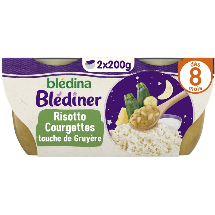 BLEDINA Blédîner – Risotto de courgettes et lait 2×200 g