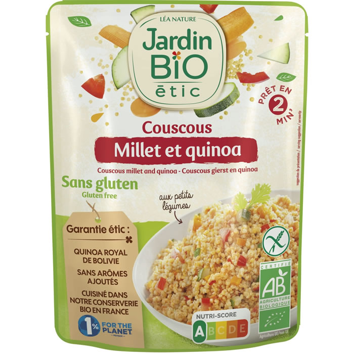 JARDIN BIO Étic – Couscous aux légumes, millet et quinoa micro-ondes bio 220 g