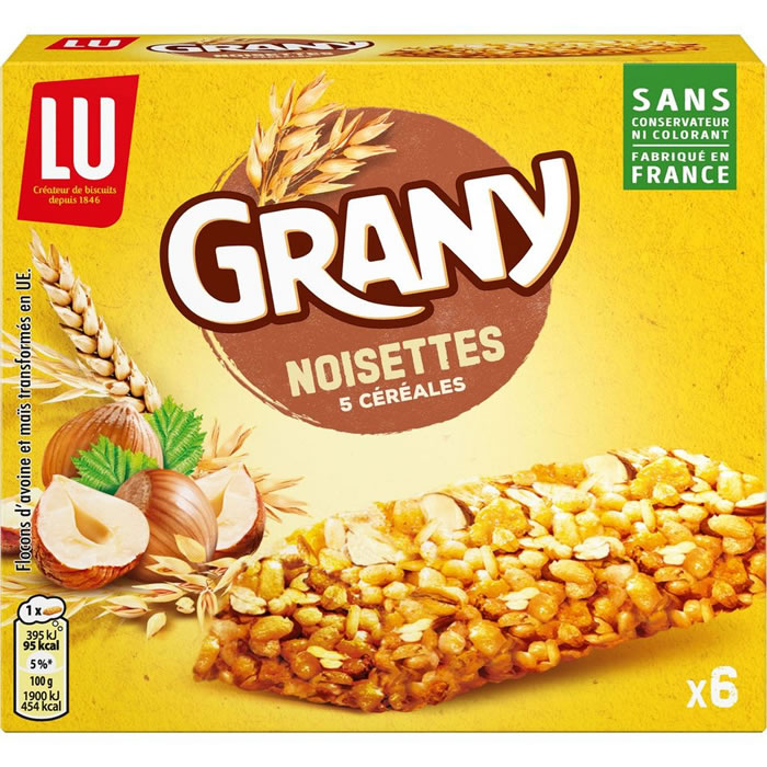 GRANY – Barres céréalières aux noisettes et 5 céréales 125 g