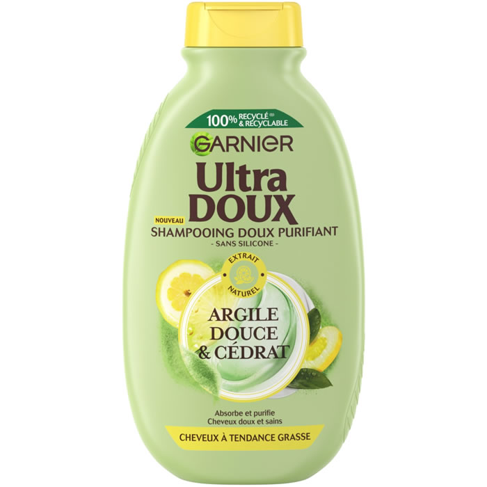 GARNIER Ultra Doux – Shampoing purifiant à l’argile douce et cédrat 300 ml