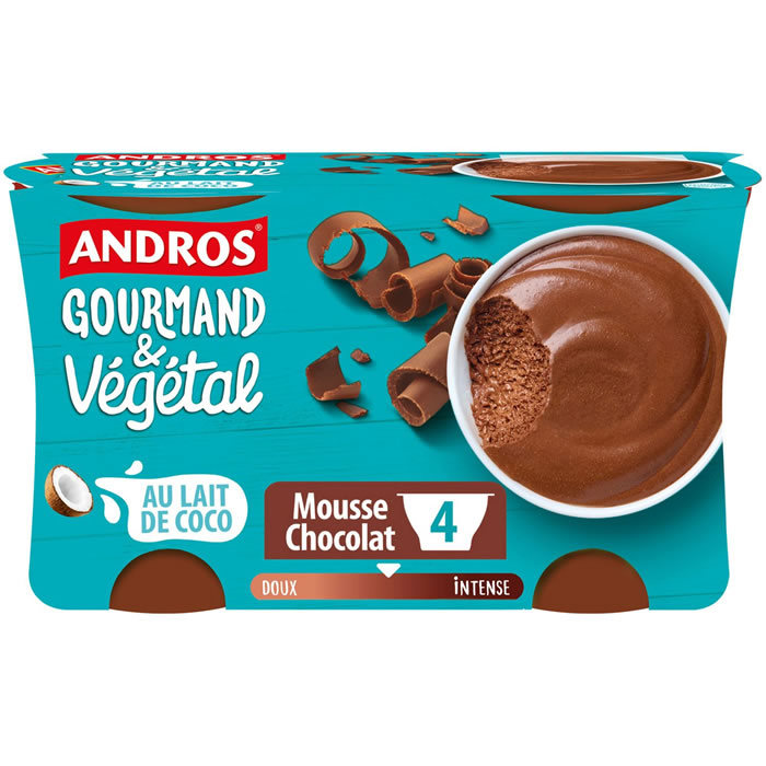 Andros Gourmand & Végétal – Mousse au chocolat au lait de coco 4x55g