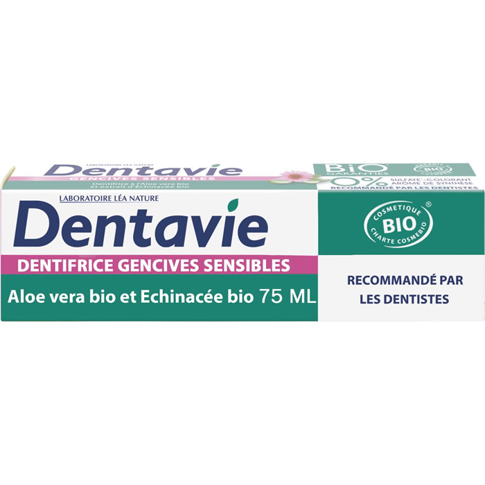 DENTAVIE – Dentifrice gencives sensibles aloe et échinacée bio 75 ml