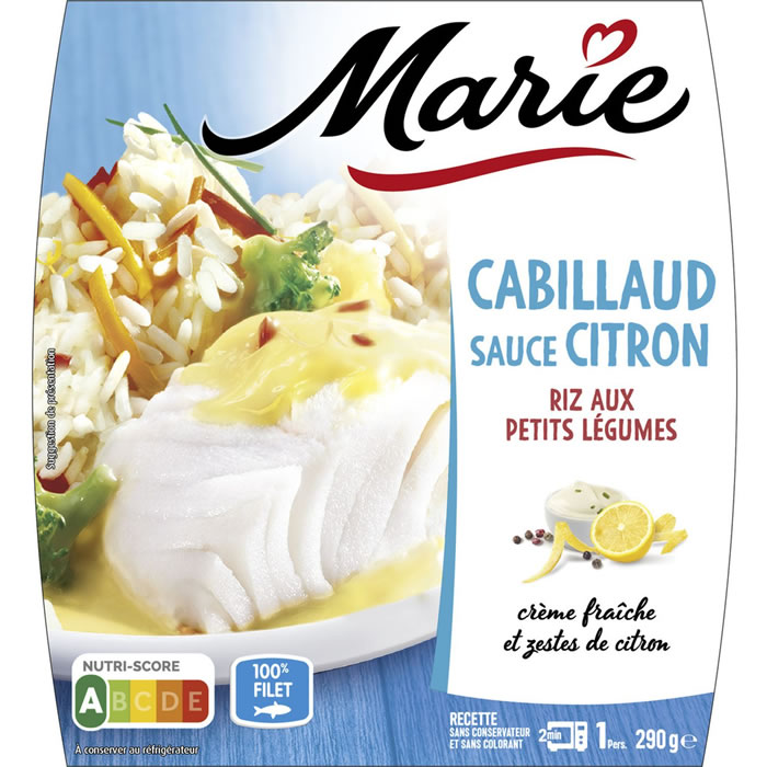 MARIE – Riz et cabillaud aux légumes sauce citron 290g