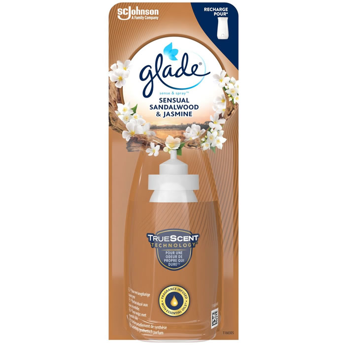 GLADE Sense & Spray Recharge bois de santal et jasmin (18 ml)
