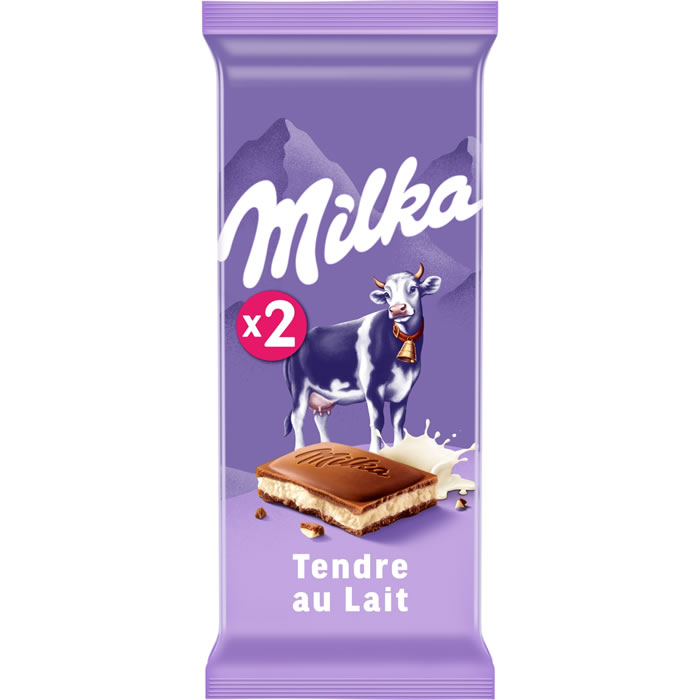MILKA – Tablette de chocolat au lait fourrée au lait 2x100g